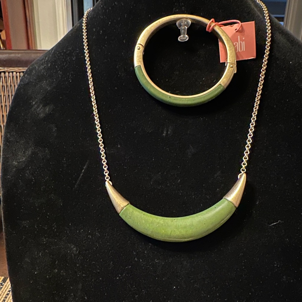 CAbi Green Jasper Necklace and bracelet set NWT